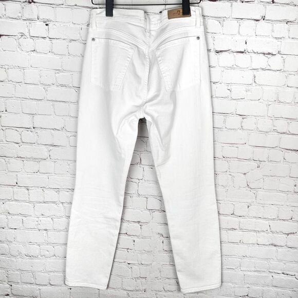7 FOR ALL MANKIND Luxe Vintage White Josefina Boyfriend Nautical Crop Jeans 26 - Picture 6 of 9